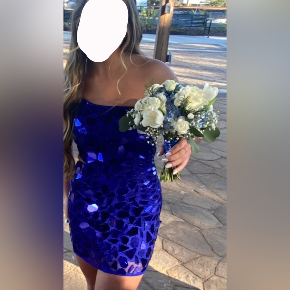 Primavera Blue Mirror Homecoming Dress